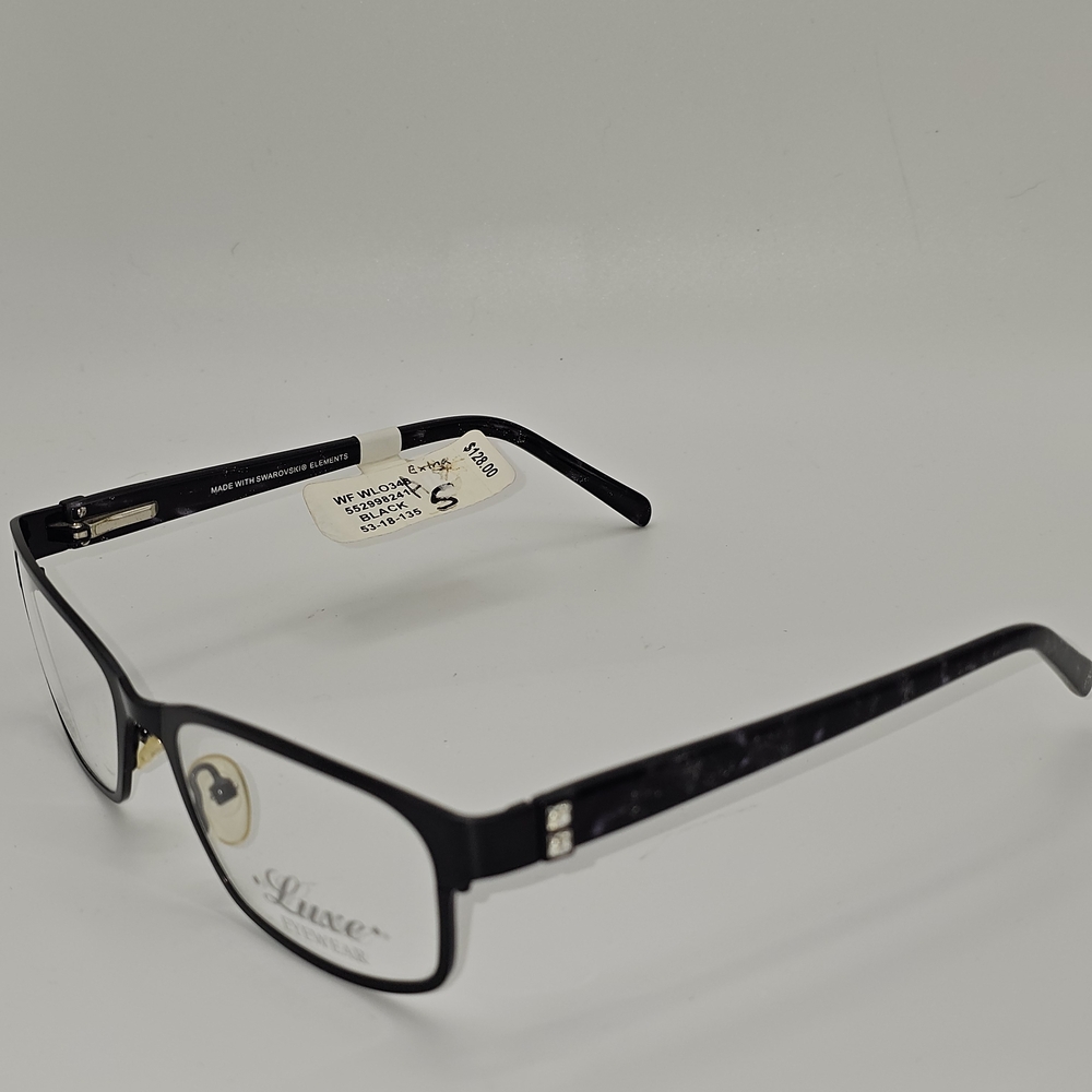 Luxe 348 001 Black Eyeglass Frames 53 18 135 NWT $128 MSRP